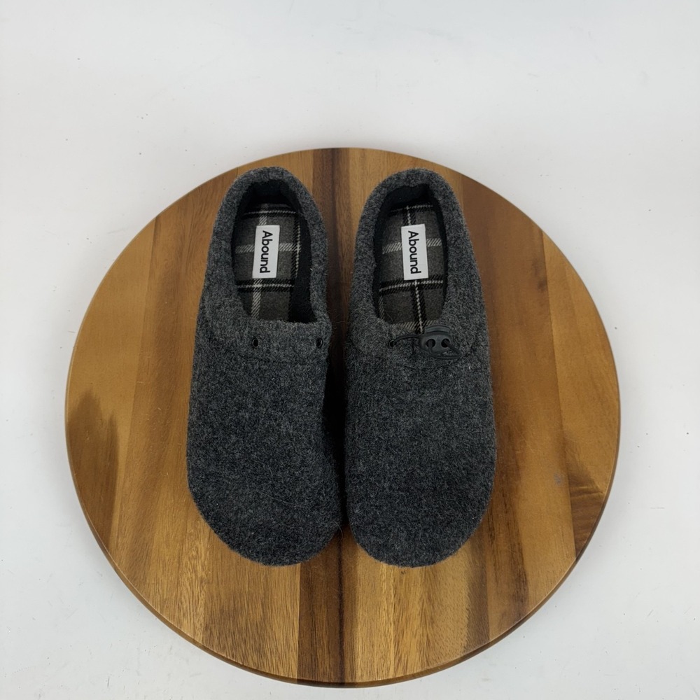 Mens‎ Abound Casey Lined Faux Wool Gray Mules Slippers Shoes Size L 11-12 GUC